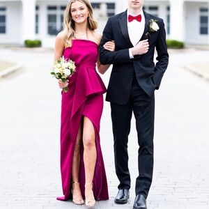 Sacks Fifth Avenue Black Halo long burgundy dress 0